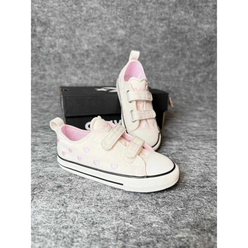 Converse Chuck Taylor All Star 2V OX Infant Heart Sneakers White Pink A19067F 6